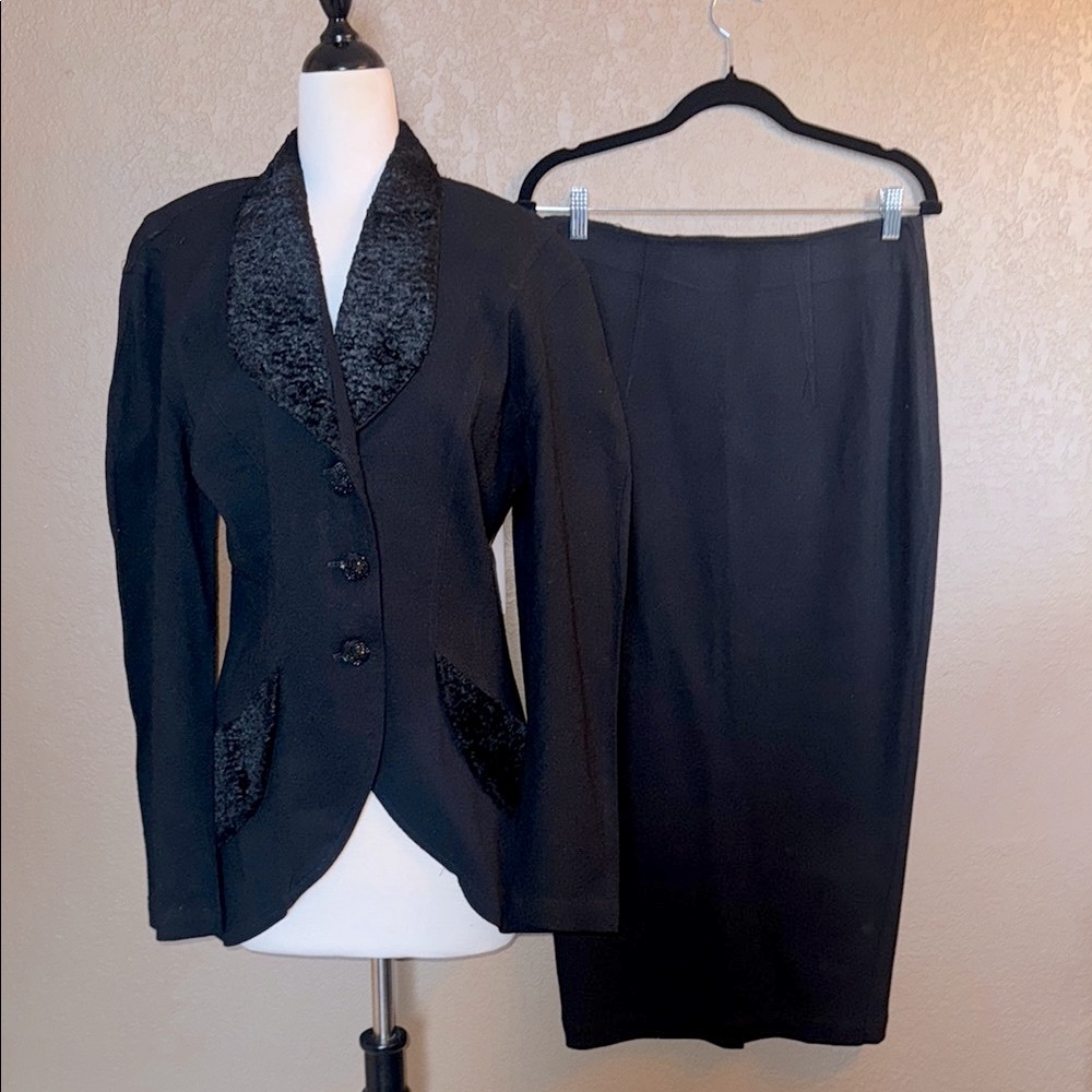Vintage J. Harris Skirt Set with Textured Fabric Detailing